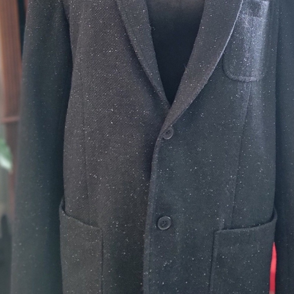 Gap Mens Wool Blend Flecked Tweed Blazer Jacket Charcoal Gray Large - Picture 4 of 11